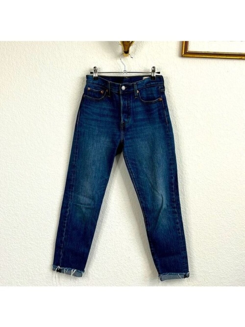 Levi's Frayed High Rise White Oak Cone Denim Jeans